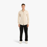 BUTTON DOWN PIQUE SHIRT - BEIGE