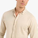 BUTTON DOWN PIQUE SHIRT - BEIGE