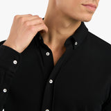 BUTTON DOWN PIQUE SHIRT - BLACK