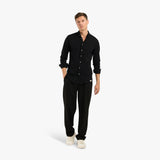 BUTTON DOWN PIQUE SHIRT - BLACK