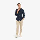 BUTTON DOWN PIQUE SHIRT - NAVY BLUE